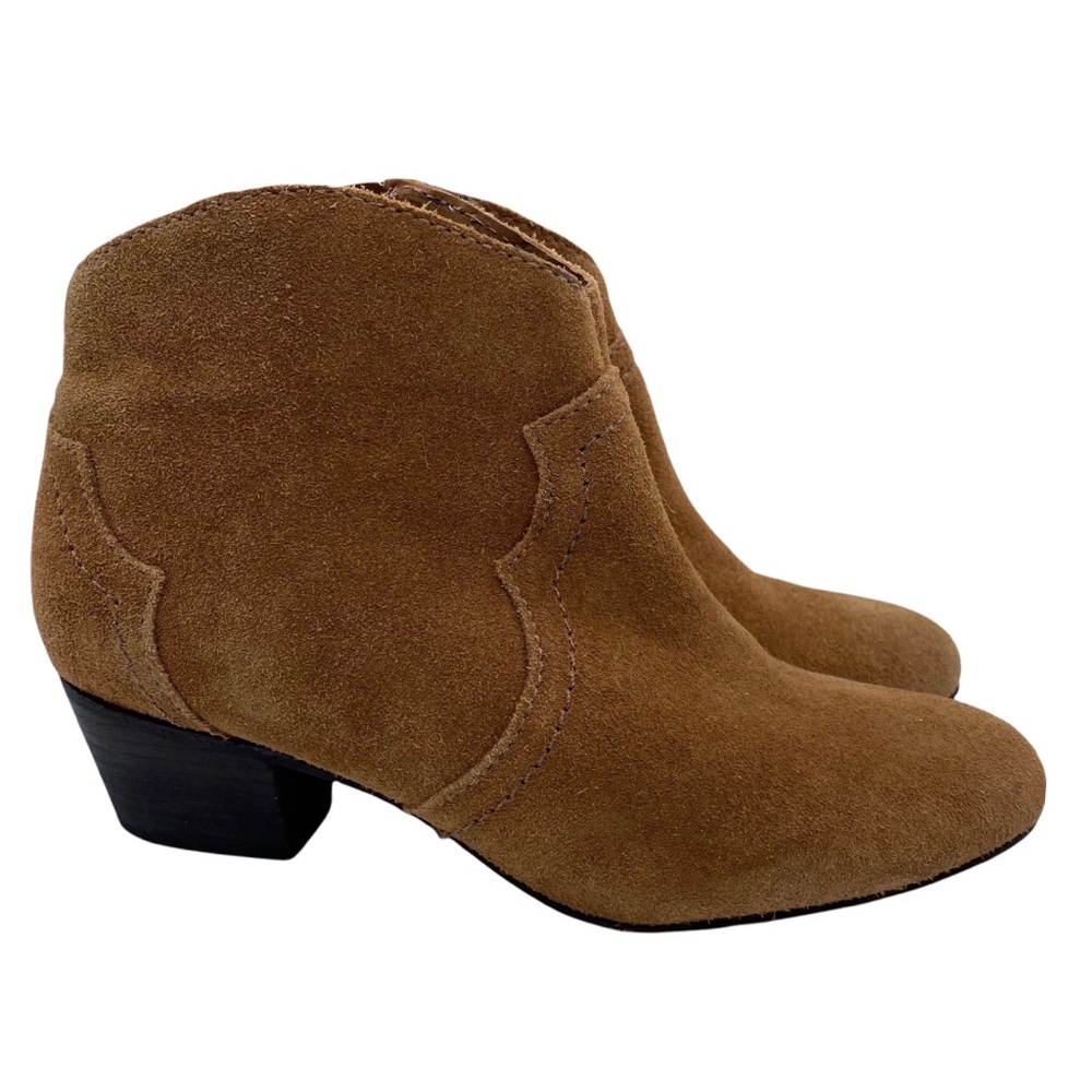 Schutz Abiha Tan Suede Leather Zip Block Heel Western Boot Bootie Size 6 - Picture 3 of 11